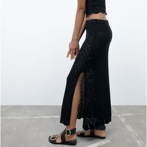 Zara LONG POINTELLE KNIT SKIRT